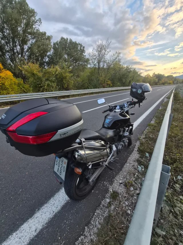Black Honda Hornet CB600F naked motorcycle, side view